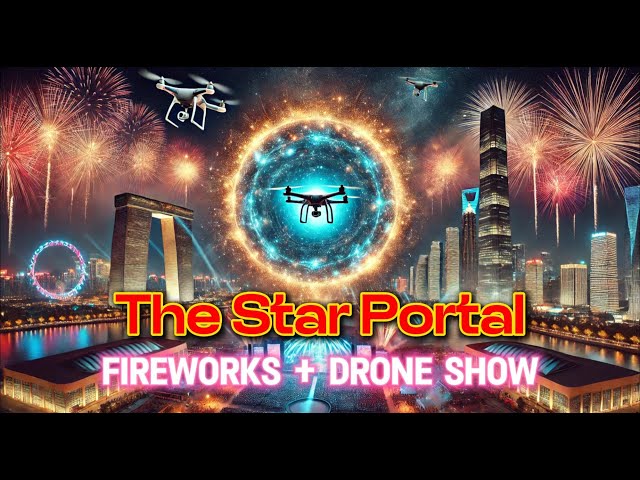 Spectacular Drone + Fireworks Show in China: Star Portal Simulation