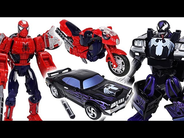 Dinosaurs are crazy! Marvel Avengers Spider Man Transformers VS Venom! - DuDuPopTOY