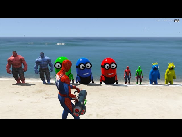 GTA 5 Epic Ragdolls RED SPIDERMAN VS RED MINION VS GREEN MINIONEuphoria Physics & Funny Fails 17