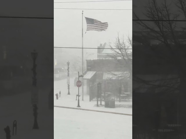 Snow squall blows through Ripon, Wisconsin