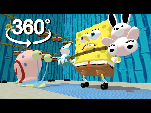 Spongebob Squarepants! - 360° - SpongeBob Lifting Weights! (First 3D VR Rehydrated Game Experience)