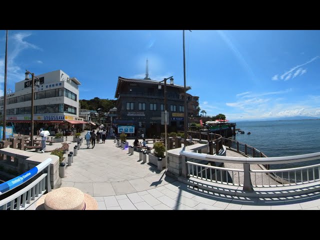 5.7K360VR:Walking across the Enoshima Benten Bridge. Kanagawa,Japan.