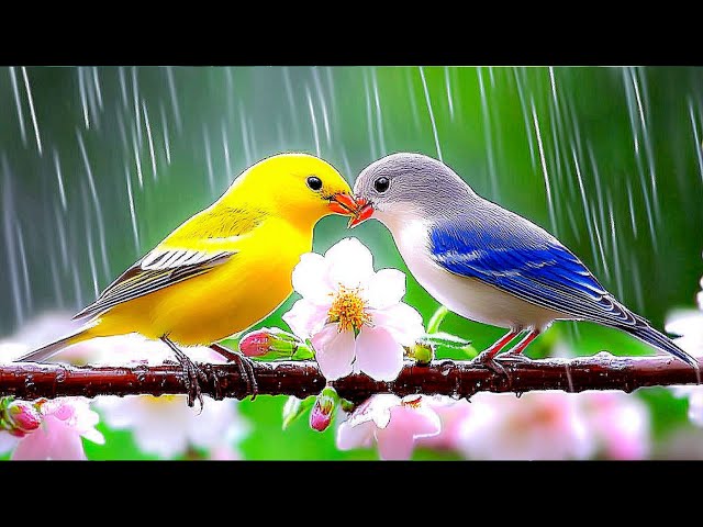 Birds In The Rain 4K 🕊️ Healing Music For Stress Relief, Rain Sounds For Sleeping, Relaxing Music