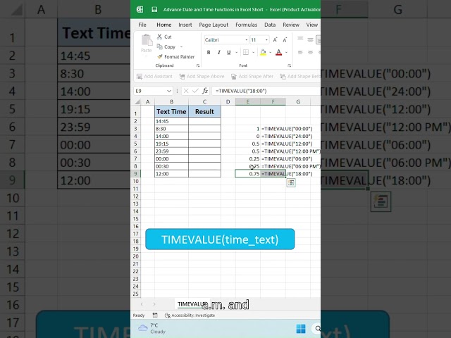 🚀 Master the TIMEVALUE() Function in Excel! 🕒