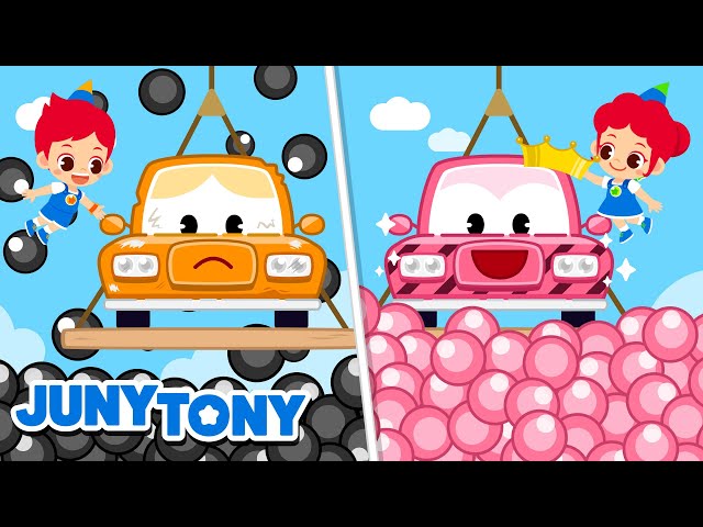 Recolor the Old Cars | Rainbow Ball Pit 🌈  Vehicles Song | Songs for Kids | JunyTony