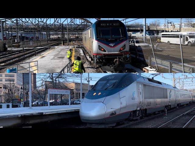 Amtrak, SLE, & MNRR Railfanning at New Haven, CT with Hornshows and RARE Geometry Car (3/13/22)