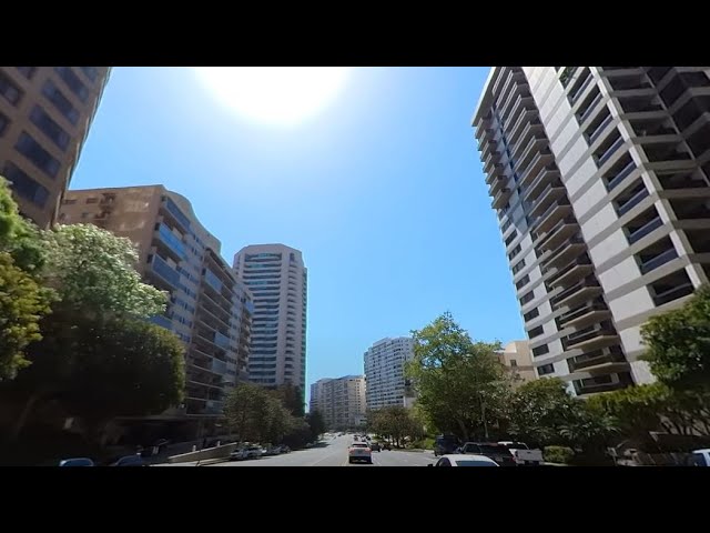 4K 5K 3D 360 VR Wilshire Boulevard virtual drive tour down Los Angeles Beverly Hills Santa Monica