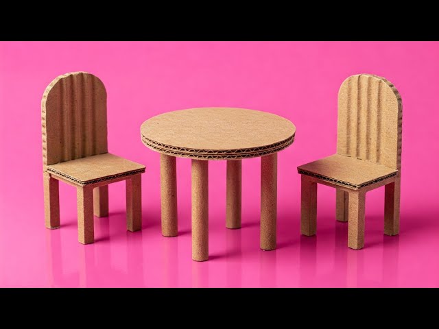 Diy cardboard crafts idea | How to make Tiny table and chairs as furniture for dollhouse