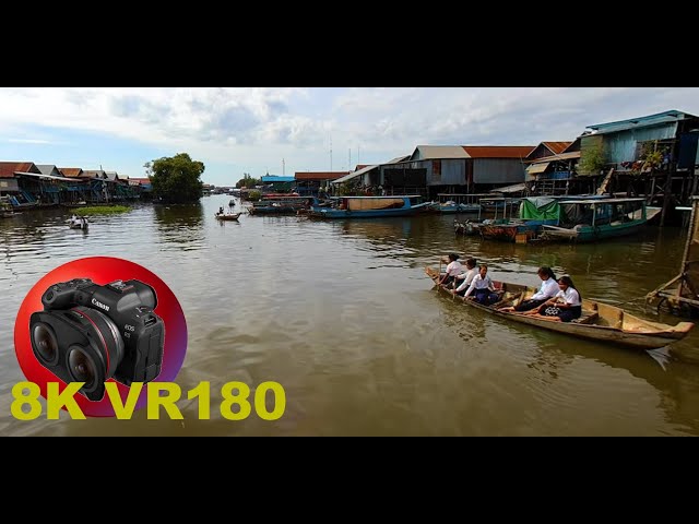 ROWING TO SCHOOL and businesses of the Kampong Phluk FLOATING VILLAGE CAMBODIA 8K 4K VR180 3D Travel