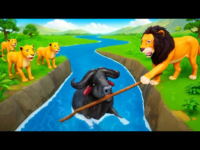 The King Lion Rescue Calf - Legend of the Unlikely Protector: A Lion’s Heroic Act