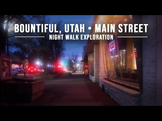 Bountiful (Utah) Main Street (4K) Virtual Night Walk Exploration (City Sounds)