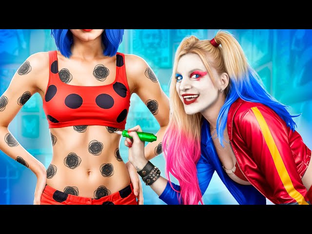 Studio de tatouage Harley Quinn pour super-héros / Cache-cache extrême dans les boîtes !