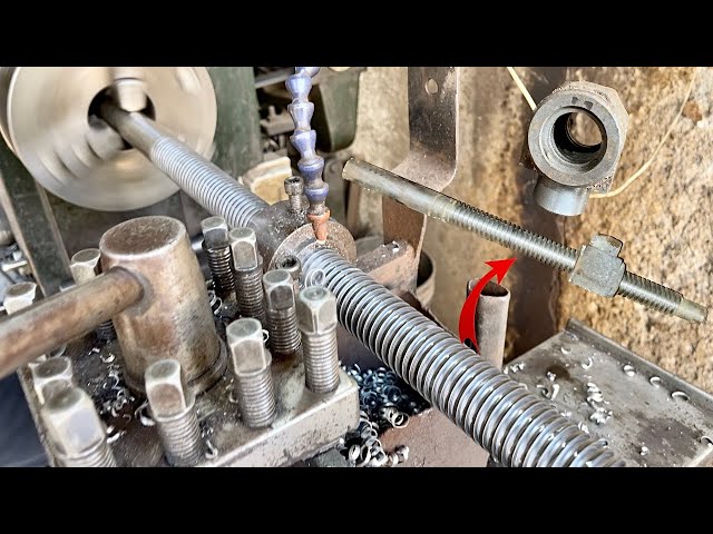 Expert Man A Long Threading Screw Rod Making on Lathe Machine | Complete Process