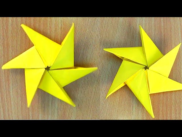 Origami Paper Ninja star 6 Points - Six-point Shuriken - Origami Ninja Stars - Origami Shuriken