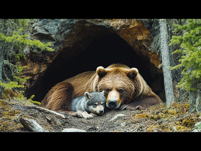 Mother bear adopts orphaned wolf, but when the wolf grows up, it does something shocking