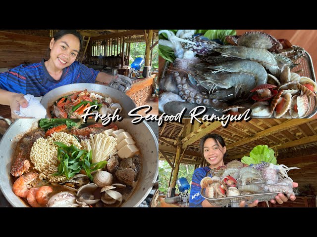 Let's make Seafood Ramyun with fresh Ingredients in the Countryside - Philippines