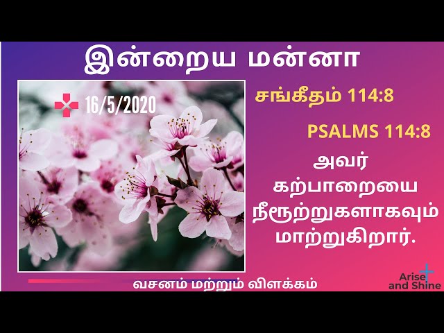 Arise and Shine|Today bible verse and message in Tamil|சங்கீதம் 114:8|Psalms114:8|May 16|Bible Verse