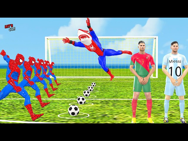 Siêu nhân nhện🔴Spider Man Challenge Football Rescue 5 Superheroes Hulk vs Ronaldo vs Messi vs soccer