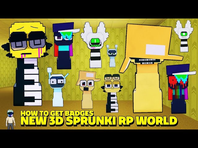 [ BADGES ] How to get 5 New Sprunki & Badges |  3D Sprunki RP World ! #roblox #sprunki #mindude