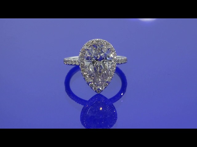 3 Carat Pear Shaped Diamond Engagement Ring with Halo - Stunning