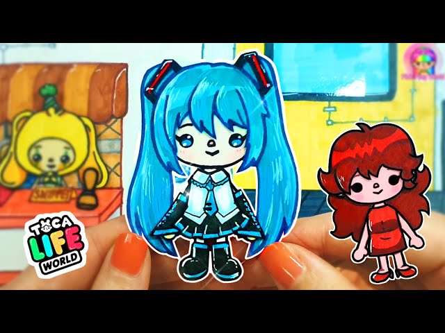 Hatsune Miku in Toca Life World | Fnf Girlfriend transformations | DIY Paper crafts @PinkPingWorld