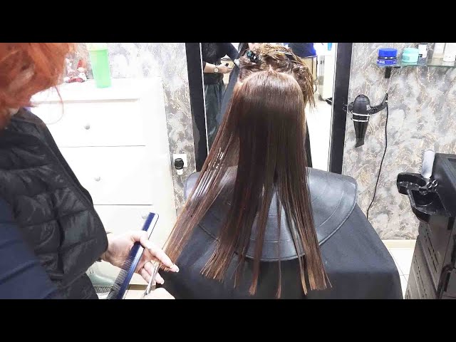 MATURE WOMAN HAIRCUT - LONG ONE LENGTH HAIRCUT NO LAYERS NO BANGS