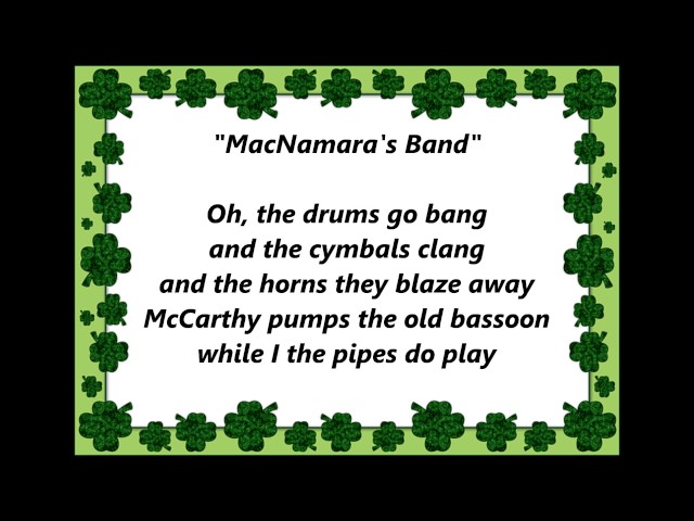 MACNAMARA'S BAND words text & lyrics St. Patrick IRISH IRELAND top sing along song