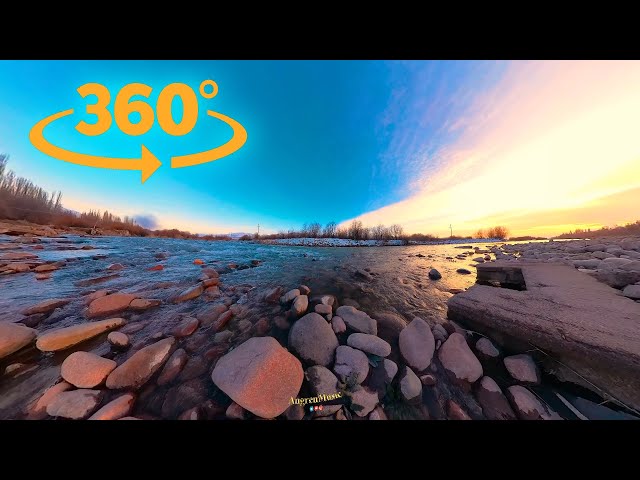 VR 360,  Nature Video With Water Sound, Beautiful Sunsets