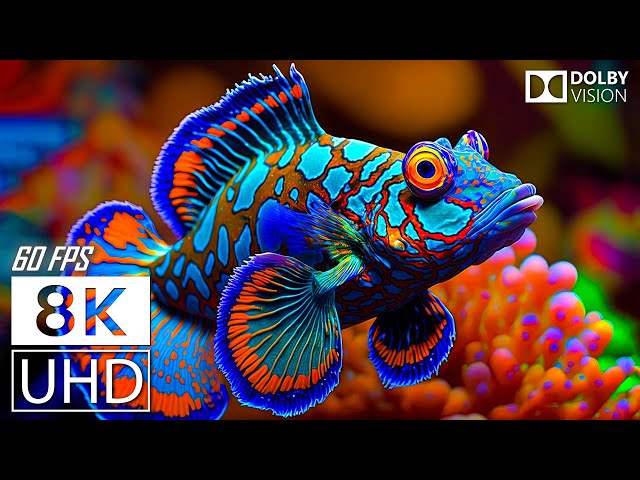 AQUARIUM 8K (60 FPS) VIDEO ULTRA HD - Beautiful Coral Reef Fish - Inspiring Cinematic Music