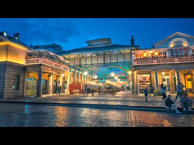 London Night Walk 2024, West End City Streets & Lights at Dusk · 4K HDR