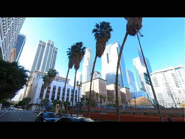 DTLA broadway downtown los angeles 3D 360 VR virtual tour city drive LA streets traffic buildings 5K