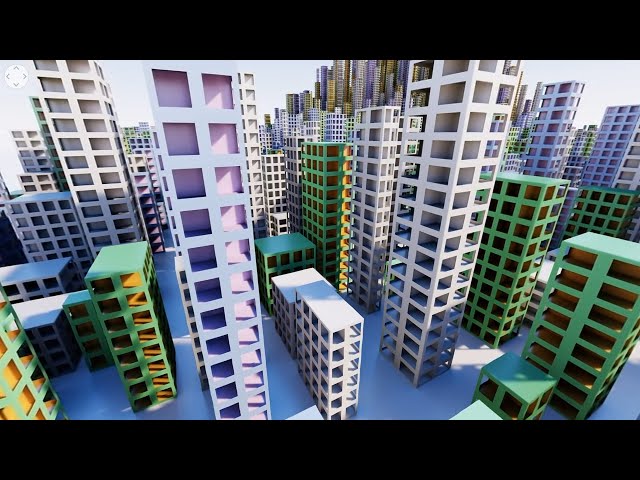 Pathtraced voxel city [360° video] (loop)