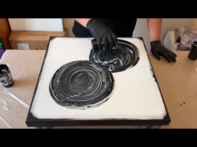 GLOWING Lines / Black + White Color Change! DecoArt Iridescent SHIMMER / Abstract Fluid Art