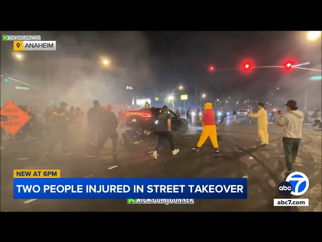 Video shows Dodge Charger crashing into group of spectators during street takeover in Anaheim