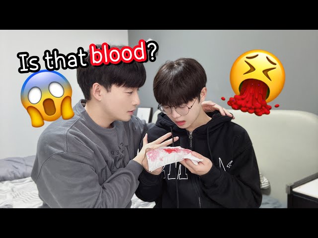 Throwing Up Fake Blood Prank On Boyfriend!🤮🍷 [Gay Couple Lucas&Kibo BL]