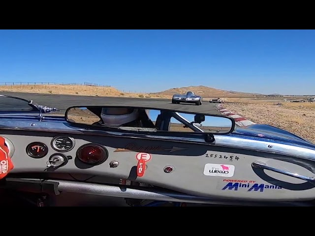 Shelley racing her 1960 Austin Healey Bugeye Sprite at Willow Springs March 13, 2021