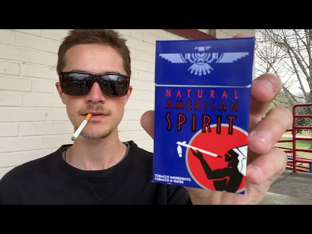 Smoking an American Spirit Dark Blue Cigarette - Review