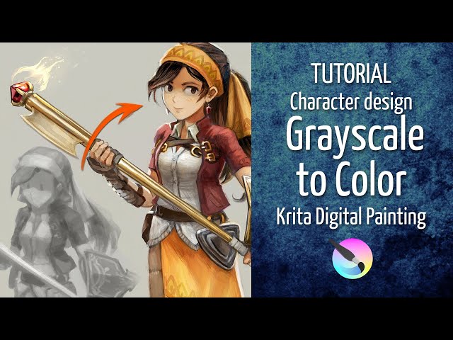 Tutorial: Grayscale to Color - Krita Digital Painting - Character design