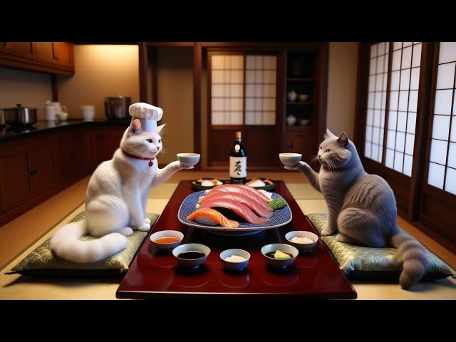 Watch the Cat Chef Whip Up Tuna Sushi Like a Pro! #cat #catlover #catcute