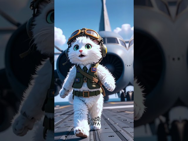 A Cute Fluffy Cat Pilot Walking ~ Cat Stories AI #cat #cutecat #catshorts