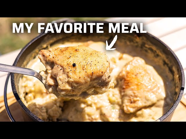 Easy Dutch Oven Chicken and Rice Bake -- Perfect For Camping