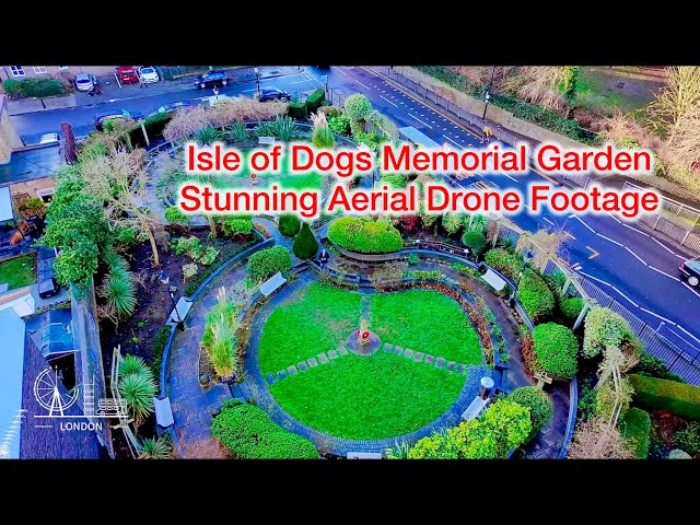 Aerial Drone view Isle of Dogs Memorial Garden london