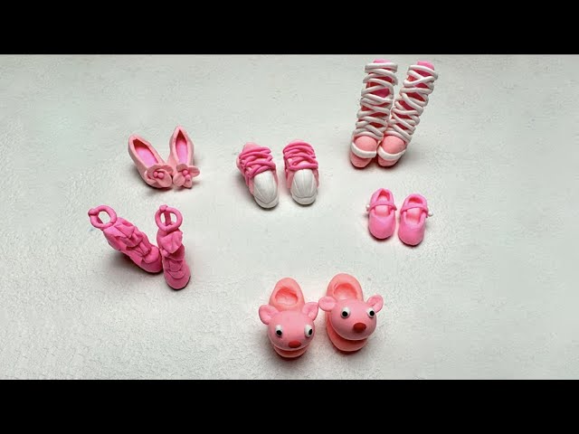 How to Make Polymer Clay Pink Shoes, DIY Miniature Pink Shoes for Barbie/Doll, Miniature Shoes EP30