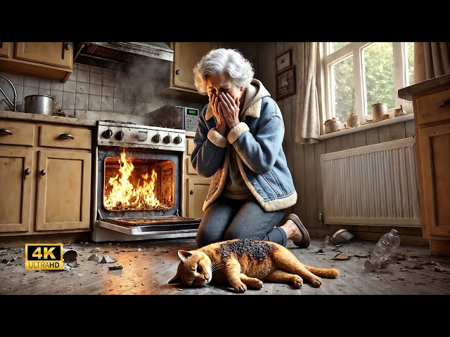 Grandma's Heartbreak  Kitchen Fire Leaves Her in Tears 😢🔥#cat #cattales #catfunny #animation