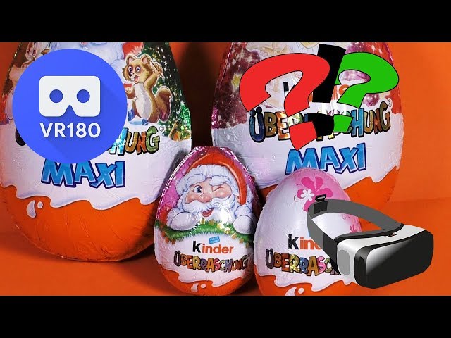 Surprise Eggs opening: Unboxing Kinder Surprise (VR180 3D)