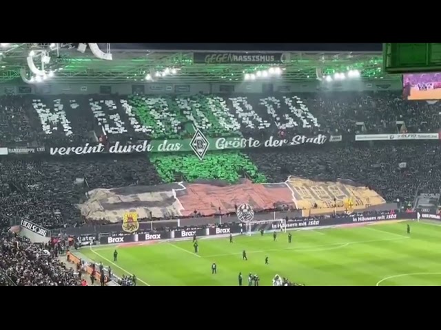 Borussia Mönchengladbach fans tifo display vs Bayern Munich