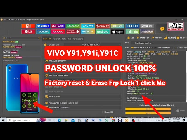 Vivo Y91C (1820) Password unlock||Vivo y91, Y91i,Y91C Erase frp Lock Remove 101%||Unlock Tools_2025