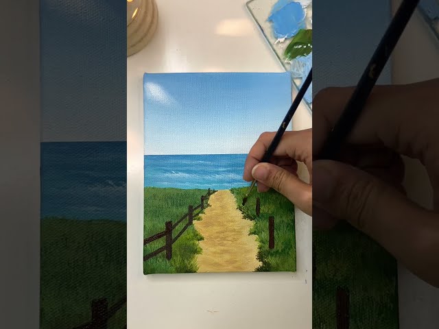 Pathway to the ocean/ seascape painting tutorial/ Acrylic painting tutorial for beginners