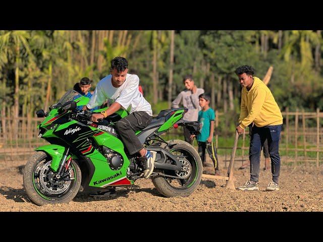 ZX10R utara Khet Main 🔥 || Ploughing With ZX10r 😂