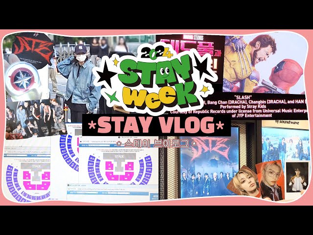 (eng) STAY VLOG | 🥠2024 스테이위크🥠를 보내는 브이로그 • 뮤뱅 사녹 출근길 • 사웨 럭드 • 스키즈 콘서트 티켓팅 • 앨범깡 | STAYWEEK 덕질브이로그